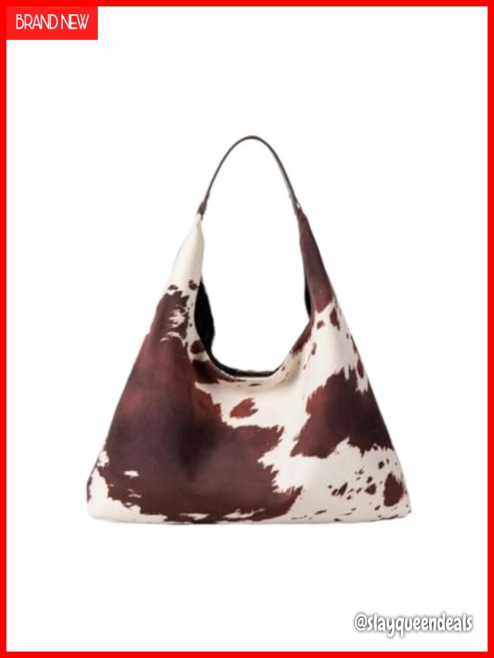 Cow Print Suede Hobo Tote Bag Large Capacity Adjustable Strap